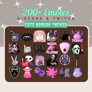 200+ Cute Horror Emotes Pack | For Discord and Twitch | Includes Handmade Letters, Numbers, Animations, Gifs, Reactions