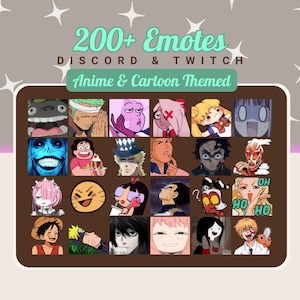 200+ Anime und Cartoon Emotes Pack | Für Discord und Twitch | Enthält Animationen, Gifs, Reaktionen