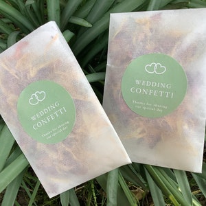100 coriandoli nuziali verde salvia in sacchetti di glassine, calendula rosa essiccata biodegradabile LUSSO: nessuno è più economico per la glassine, fai da te da riempire