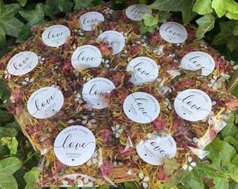 100 bags “Throw Some Love wedding confetti throws-biodegradable dried red rose,marigold- diy you fill bags.100 rose mx wedding confetti bags