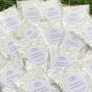 85 pacchetti di coriandoli, fiocchi di neve bianchi, sacchetti di coriandoli artificiali bianchi per matrimonio - Riempimento a U fai da te (tutto incluso nel kit) + sacchetto ROSA per DAMIGELLA D'ONORE in omaggio