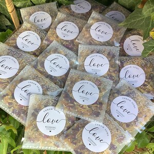 40 sacchetti di coriandoli per matrimonio - miscela biodegradabile di fiori di rosa rossa essiccati "GETTA UN PO' D'AMORE" Fai da te da riempire. 40 sacchetti di coriandoli per matrimonio