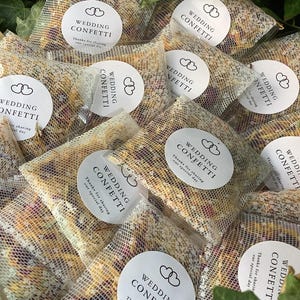 30 paquetes de confeti blanco para bodas, bolsas victorianas con mezcla de flores secas de rosas, bolsas U-fil para manualidades, bolsas de confeti biodegradables.