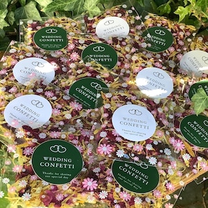 100 sacchetti di coriandoli per matrimonio verde scuro/bianchi - 100 coriandoli verde bosco, miscela di petali di fiori naturali essiccati - fai da te riempi i sacchetti