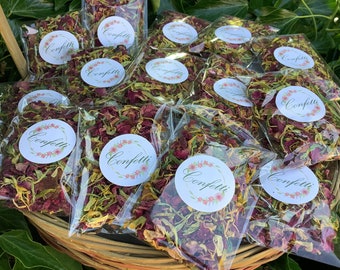 85 biodegradable wedding confetti throws,dried red rose and blossom - diy , you fill bags