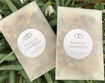 100 white glassine bags -white wedding confetti throws -biodegradable dried red rose marigold LUXURY Premium-Budget Price..DIY you fill bags