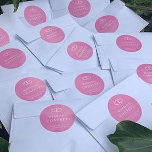 100 bolsas de confeti de boda de color rosa y blanco seco (bolsas + pétalos biodegradables)