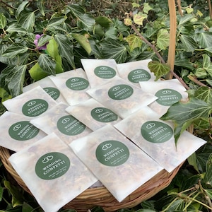 100 coriandoli da matrimonio verde foresta in sacchetti di pergamena biodegradabili rosa essiccata calendula LUSSO-nessuno più economico per la pergamena-fai da te che riempi