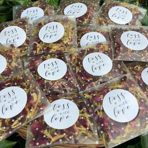 75 biodegradable wedding confetti throws-100”TOSS WITH LOVE”Confetti packets,all you need in kit,with dried rose blossom confetti Diy U Fill