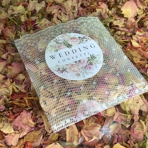 30 pétalos de rosa crema rosados secos biodegradables y lanzamientos de confeti de boda en flor, - ECO lujoso biodegradable.diy llenas bolsas