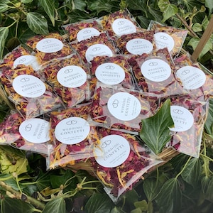 75 pacchetti di coriandoli per matrimonio - rose rosse e fiori secchi - fai da te - tutto ciò che ti serve nel kit