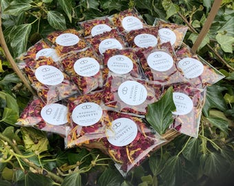 75 wedding confetti packets - dried red rose & blossom - diy u fill - all you need in kit