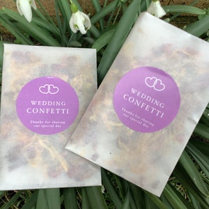 75 lanzamientos de confeti de boda lila en bolsas de glassine biodegradables caléndula rosa roja seca LUJO-Nadie más barato para glassine-DIY you fil bolsas