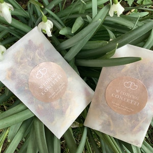 100 KRAFT BEIGE GOLD Confeti de boda tira en bolsas de glassine flor de rosa seca biodegradable Lujo-Nadie más barato para glassine-Diy U Fil