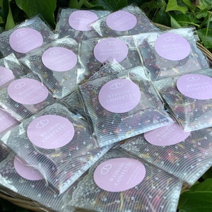 100 sacchetti rosa BABY/PALE, coriandoli per matrimonio con rose rosse essiccate biodegradabili, fai da te, riempimento a U, formato palmo della mano, sacchetti vittoriani di lusso, tutto in kit