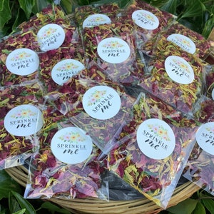 75 coriandoli nuziali biodegradabili essiccati con fiori di rosa rossa, "Sprinkle Me" fai da te: riempi i sacchetti, tutto ciò di cui hai bisogno nel kit