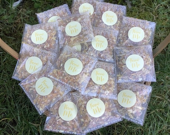 75 packets white lemon wedding confetti bags -  biodegradable dried off white jasmine and lemon marigold-confetti bags
