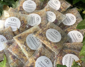 75 white victoriana wedding confetti packets - Biodegradable Dried blossom+rose flowerpetals. 75 white confetti bags -diy,you fill bags
