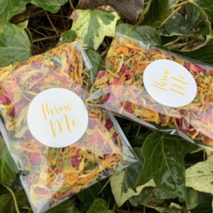 50 pkts blossom, marigold and rose wedding confetti throws , toss - biodegradable, diy - you fill bags, no one cheaper