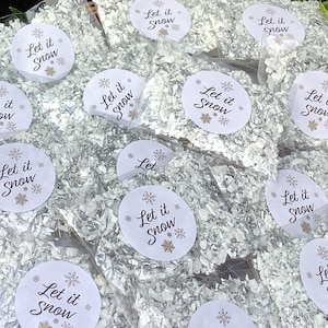 75; bolsas de confeti de boda blanco plateado pla copos blancos reciclables con aspecto metálico plateado - lujosos lanzamientos de confeti de boda plateado -DIYKIT
