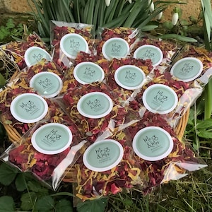 100 sacchetti di coriandoli di nozze biodegradabili naturali verde salvia bianchi-100 sacchetti di coriandoli di rosa rossa essiccata biodegradabili mr&mrs-fai da te u fil