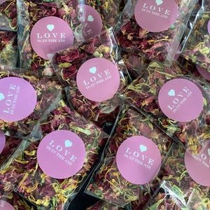 125 bolsas de confeti biodegradable para bodas ROSA - Flores de rosa rojas secas, biodegradables y naturales - Kit para armar, bolsas rellenables. La mejor relación calidad-precio.