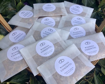 100 white packets wedding confetti throws - organic dried marigold petals in glassine bags p-all you need in kit-DIY you fill bags