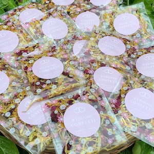 100 sacchetti per coriandoli matrimonio rosa bianco, rosa essiccata biodegradabile, rosa, fiore + calendula in sacchetti con margherite - fai da te per riempire i sacchetti - tutto ciò di cui hai bisogno nel kit