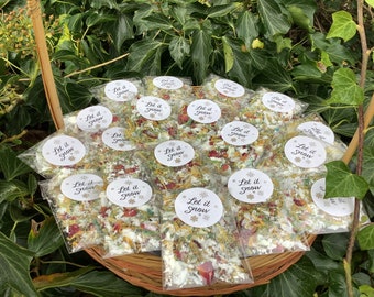 100 sacchetti di coriandoli per matrimonio bianco neve - bacche invernali del paese delle meraviglie invernali, tema colore neve, rosa appassita, fiore verde limone + neve. Kit fai da te