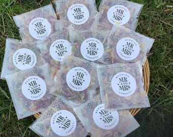 60 biodegradable wedding confetti throws - dainty dried red rose, highly aromatic -diy you fill bags… 60 bags of mr & mrs wedding confetti
