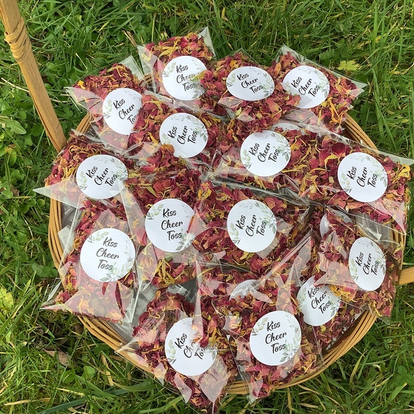 60 dried red rose wedding confetti throws- biodegradable - diy - u fill bags