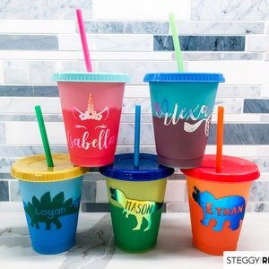 Personalize Color Changing Cups 16oz Personalized gift for goodie bags party favors birthdays school showers holidays image 1