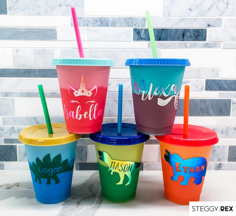 Personalize Color Changing Cups 16oz Personalized gift for goodie bags party favors birthdays school showers holidays image 1