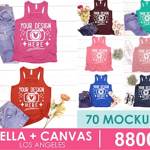 Mega Bundle Bella Canvas 8800, High Quality Tank Top T-Shirt Mockup, Unisex T-shirt Mockups, Summer T-shirt Mockups, Flowy Racerback Mockup