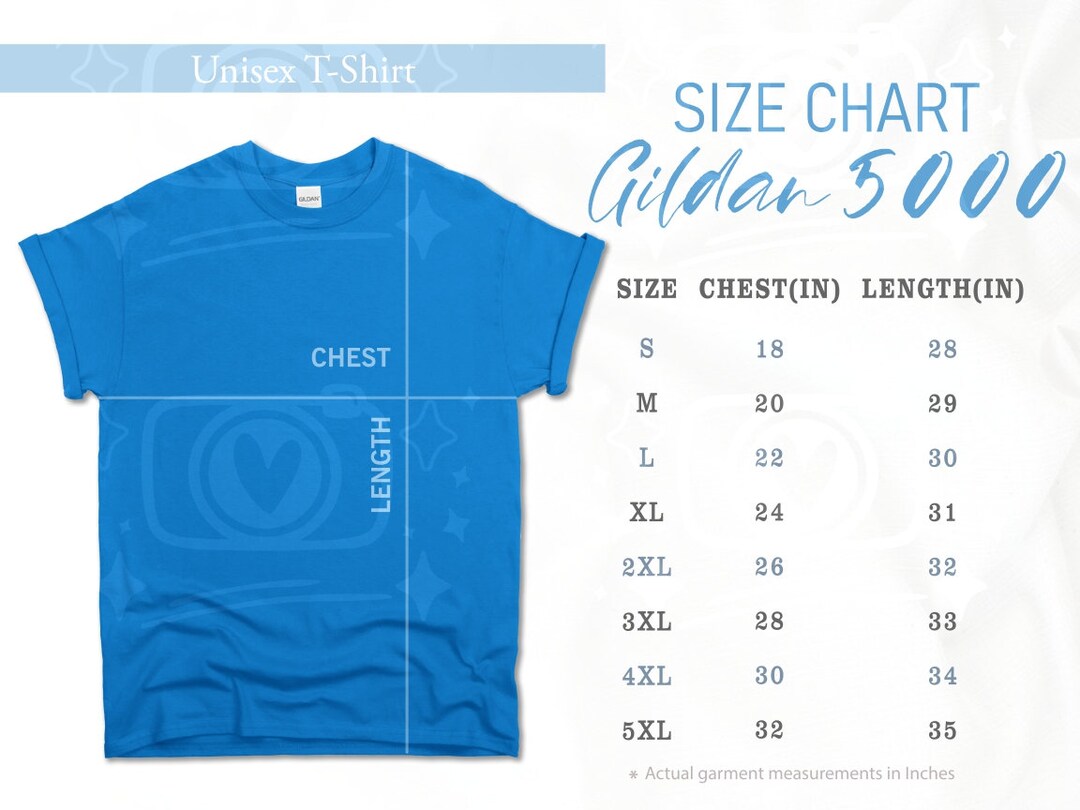 Gildan 5000 Size Chart,size Chart Mockup,gildan Shirt Size Chart,gildan Mockup,size Chart,mockup