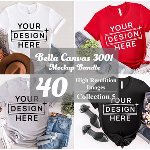 Bella Canvas 3001 Bundle Mockup, Bundle Bella Canvas 3001, Minimal T-Shirt Mockup, Digitales Mockup, Flat Lay Mockup, Styled Mockup, Sommer Mockup