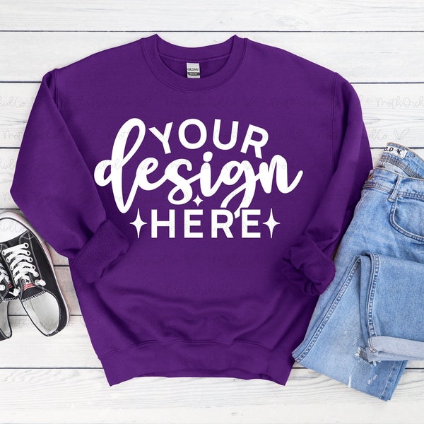 Gildan 18000  Purple Sweatshirt Mockup, 18000 Purple Heavy Blend Sweatshirt,Purple Mockup, 18000 Mockup, Flat Lay,Fall Mockup, Styled Mockup