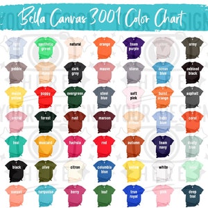 Bella Canvas 3001 Farbkarte,Bella Canvas Mockup,Bella Canvas Größentabelle,Größentabelle,Unisex Größentabelle,Farbkarte,T Shirt Mockup Größentabelle