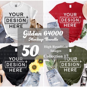 Gildan 64000 Bundle Mockup, Gildan 64000, Gildan Mockup, T-Shirt Mockup, 64000  Shirt Mockup, Boho Mockup, Modern Mockup, Summer Mockup