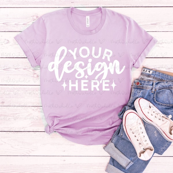 Bella Canvas 3001 Lilac Mockup, Bella Canvas 3001,T-Shirt Mock Up,Lilac 3001 Mockup,Lilac Shirt Mockup,Digital Mockup,Flat Lay,Styled Mockup