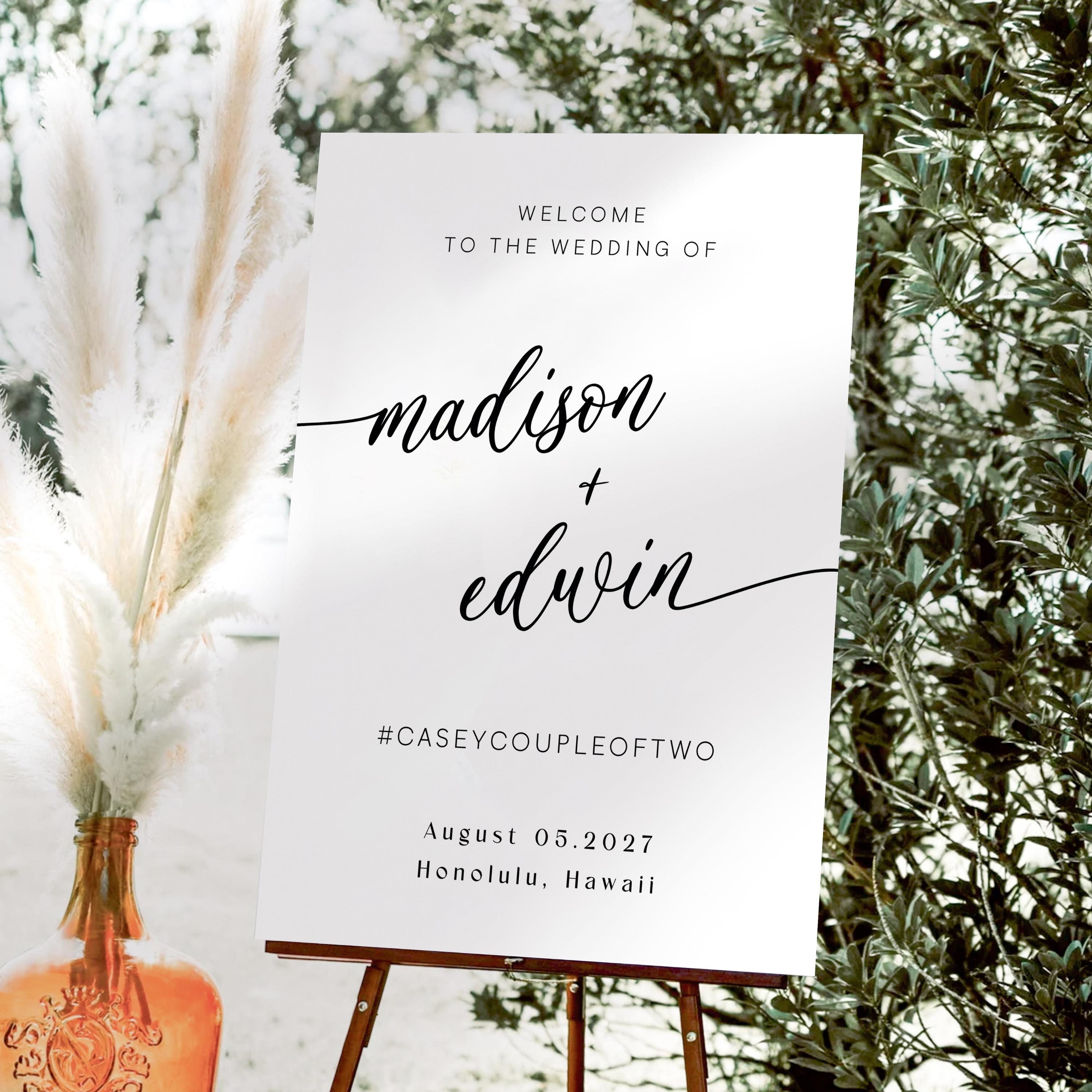 Ivory Script Wedding Signage Bundle: Editable Canva Templates (digital ...
