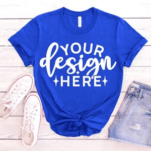 Bella Canvas 3001 True Royal Mockup, Bella Canvas Mockup, Sommer T-Shirt Mockup, Unisex T-Shirt Mockup, T-Shirt Mock Up, Flat Lay Mockup
