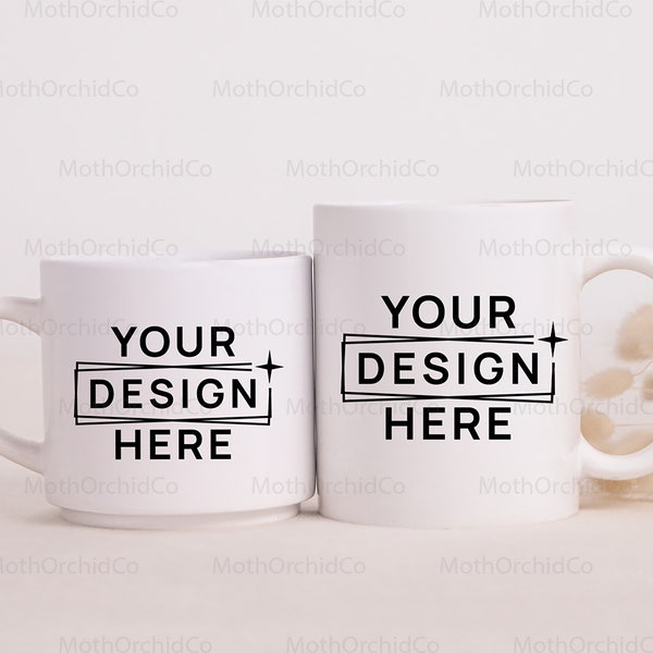 6 oz and 11 oz Coffee Mugs Mockup, Couple Coffee Cup Mockup, Blank Coffee Mug Mockup Photo, Tasse Mockup, White Mug Mockup, Digital Download