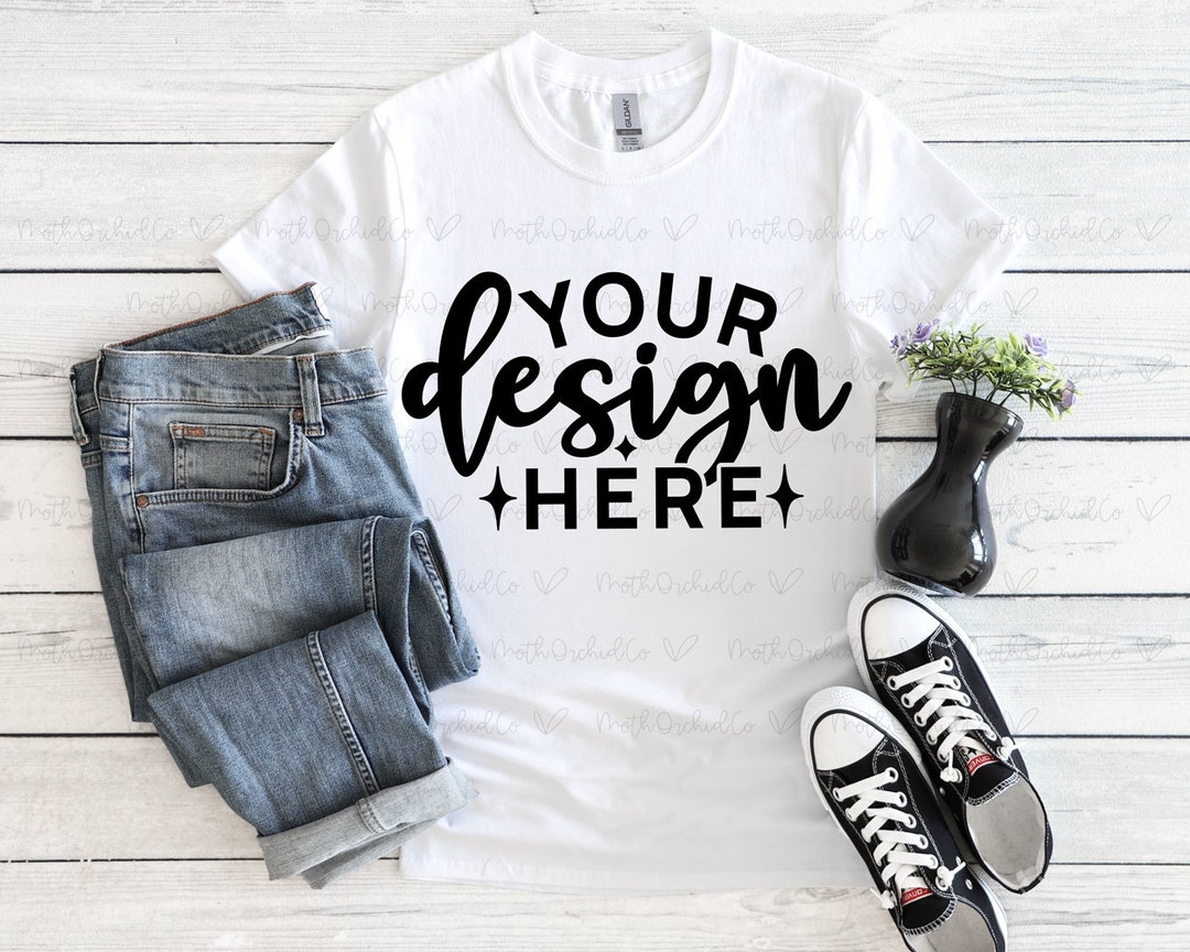 Gildan 64000 White Mockup Gildan 64000 T-shirt Mock Up - Etsy