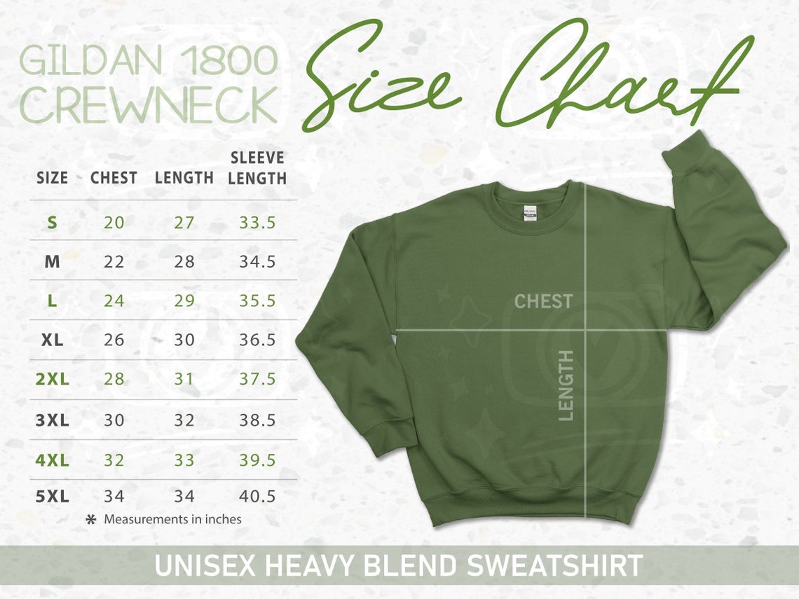 Gildan 18000 Size Chartgildan Size Guidesweatshirt Size - Etsy UK