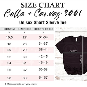 Bella Canvas 3001 Größentabelle, Bella Canvas Mockup Größentabelle, Bella Canvas Größentabelle, Unisex Größentabelle, Unisex T-Shirt Größentabelle, Mock up