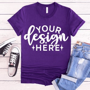 Bella Canvas 3001 Team Purple Mockup, Bella Canvas 3001, Team Purple Shirt Mockup, T-Shirt Mock Up,Team Purple 3001 Mockup,Unisex Tee Mockup