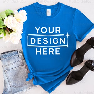 Gildan 64000 Royal Mockup, Gildan 64000, T-T-Shirt Mockup, Royal 6400 Mockup, Royal Shirt Mockup, Moderne Mockup, Flat Lay, Mockup, Gestyled Mockup