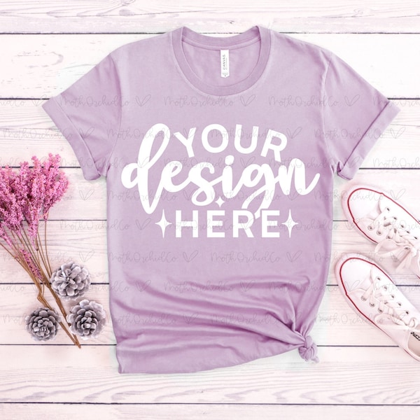 Bella Canvas 3001 Lilac Mockup, Bella Canvas 3001,T-Shirt Mock Up,Lilac 3001 Mockup,Lilac Shirt Mockup,Digital Mockup,Flat Lay,Styled Mockup