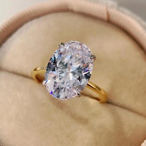 Oval Engagement Ring 14K Gold Moissanite Ring Promise Wedding Ring Stimulated Diamond Ring Bridal Ring For Her Solitaire Anniversary Ring